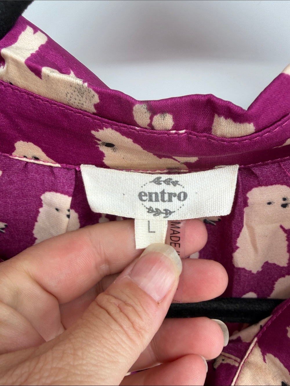Entro satin short sleeve button up poodle dog novelty print shirt dress sz L - Picture 7 of 9
